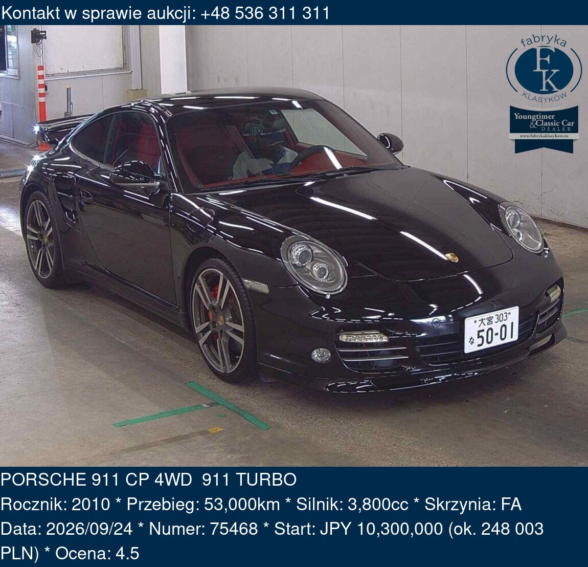 PORSCHE 911 CP 4WD 911 TURBO 2010 - zdjęcie 2