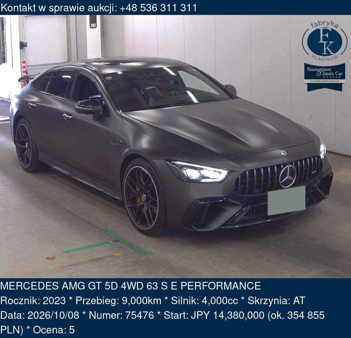 MERCEDES AMG GT 5D 4WD 63 S E PERFORMANCE 2023 - zdjęcie 2