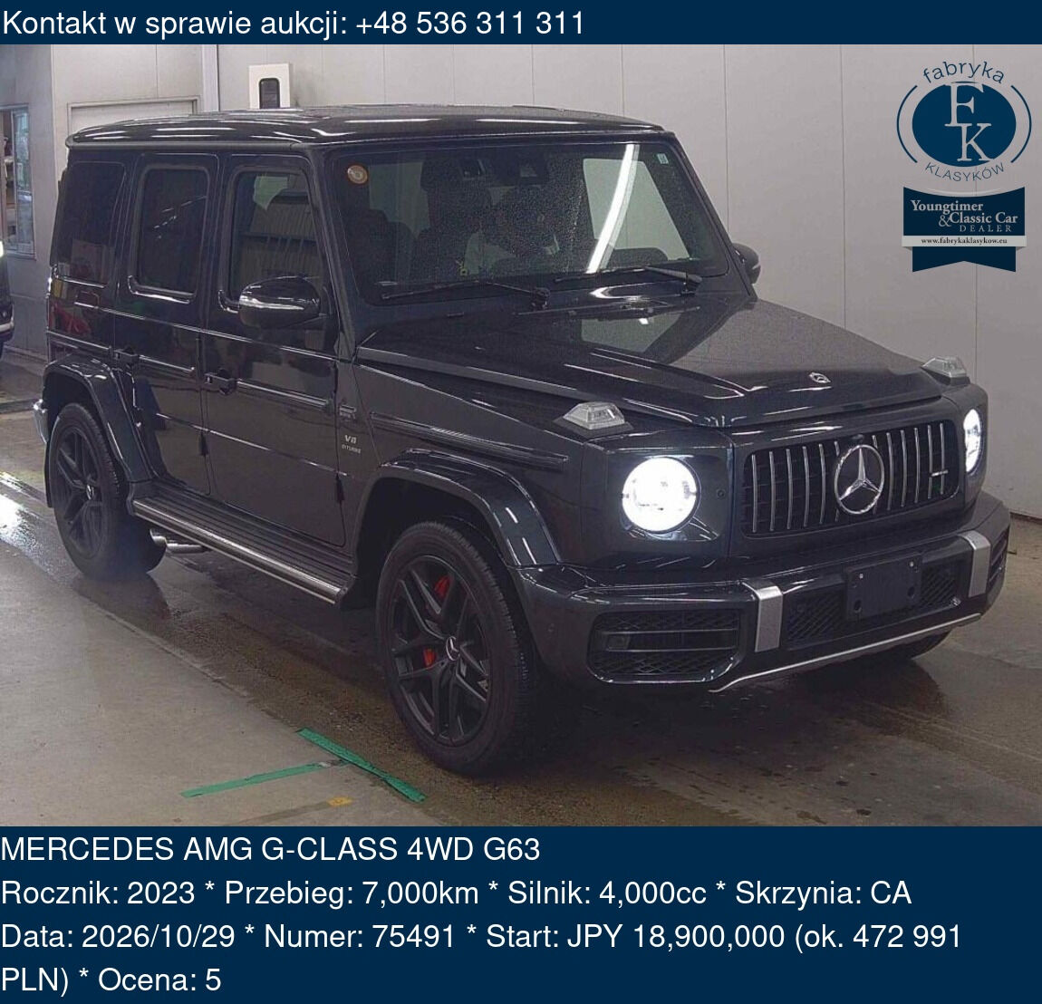 MERCEDES AMG G-CLASS 4WD G63 2023 - zdjęcie 2