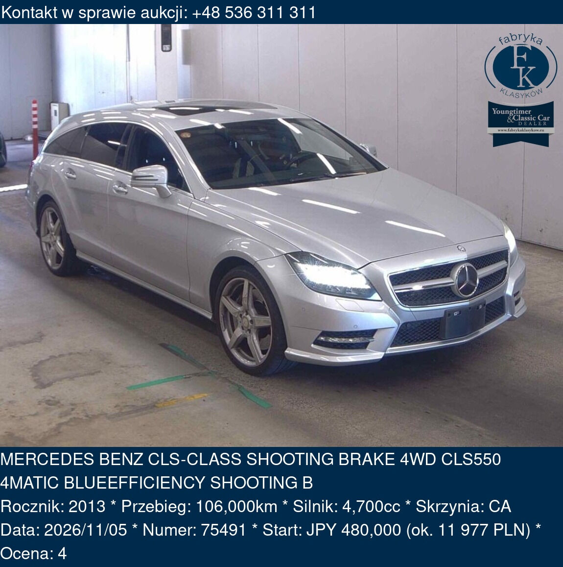 MERCEDES BENZ CLS-CLASS SHOOTING BRAKE 4WD CLS550 4MATIC BLUEEFFICIENCY SHOOTING B 2013 - zdjęcie 2
