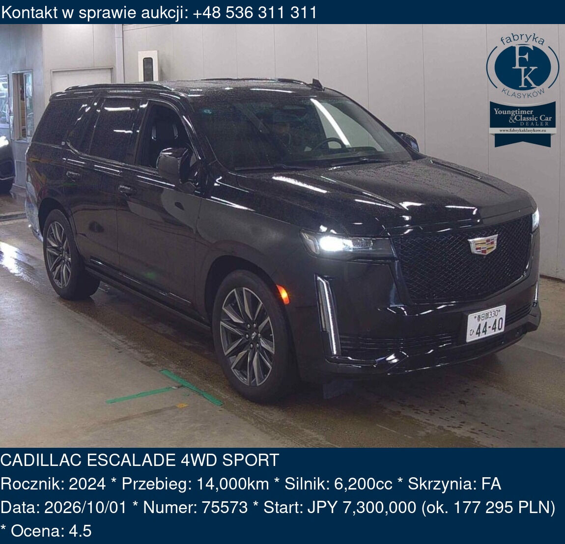 CADILLAC ESCALADE 4WD SPORT 2024 - zdjęcie 2