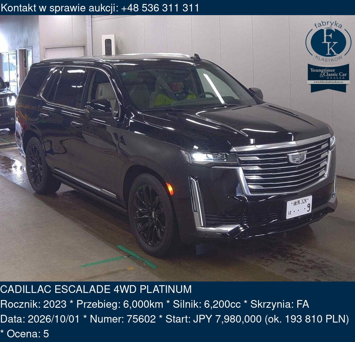 CADILLAC ESCALADE 4WD PLATINUM 2023 - zdjęcie 2
