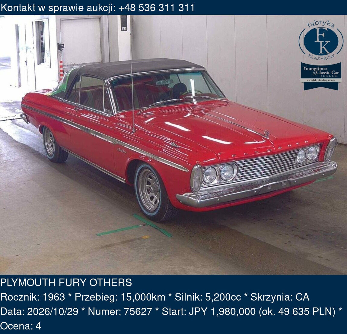 PLYMOUTH FURY OTHERS 1963 - zdjęcie 2
