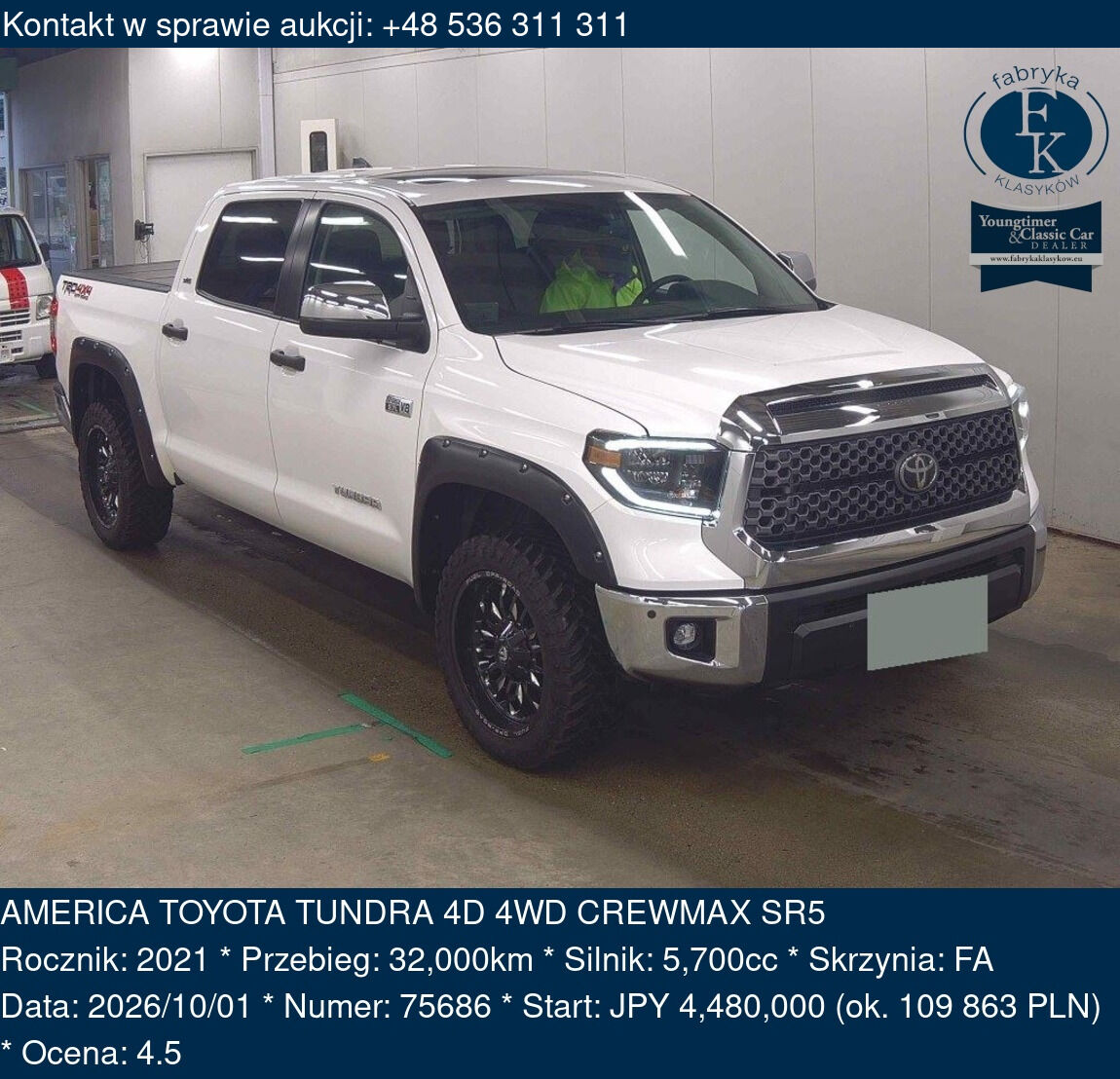 AMERICA TOYOTA TUNDRA 4D 4WD CREWMAX SR5 2021 - zdjęcie 2