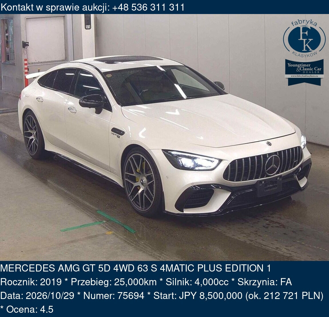 MERCEDES AMG GT 5D 4WD 63 S 4MATIC PLUS EDITION 1 2019 - zdjęcie 2