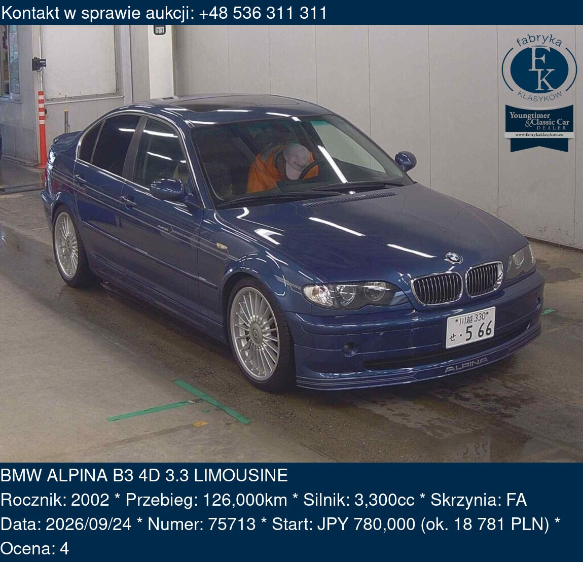 BMW ALPINA B3 4D 3.3 LIMOUSINE 2002 - zdjęcie 2