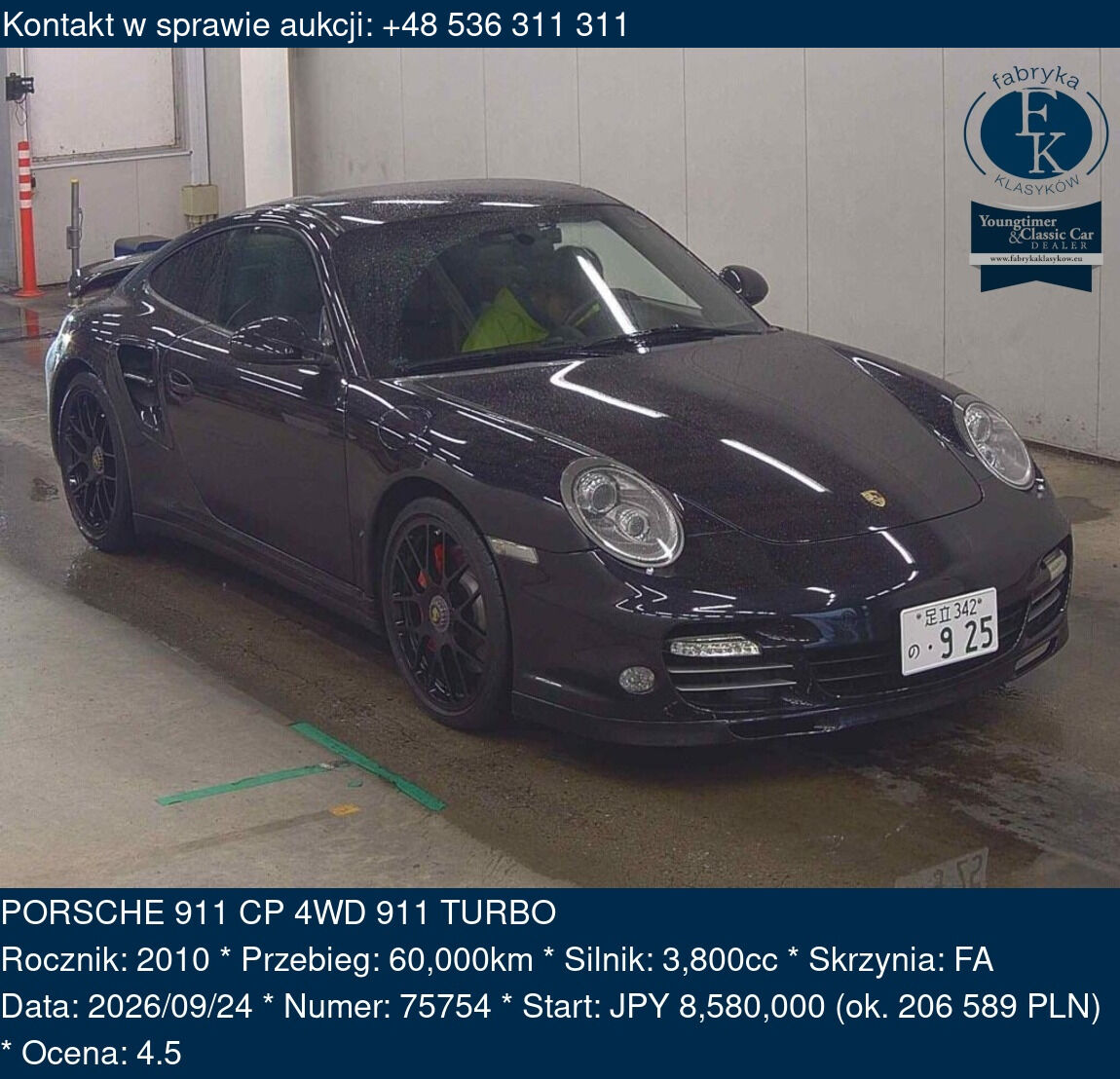 PORSCHE 911 CP 4WD 911 TURBO 2010 - zdjęcie 2