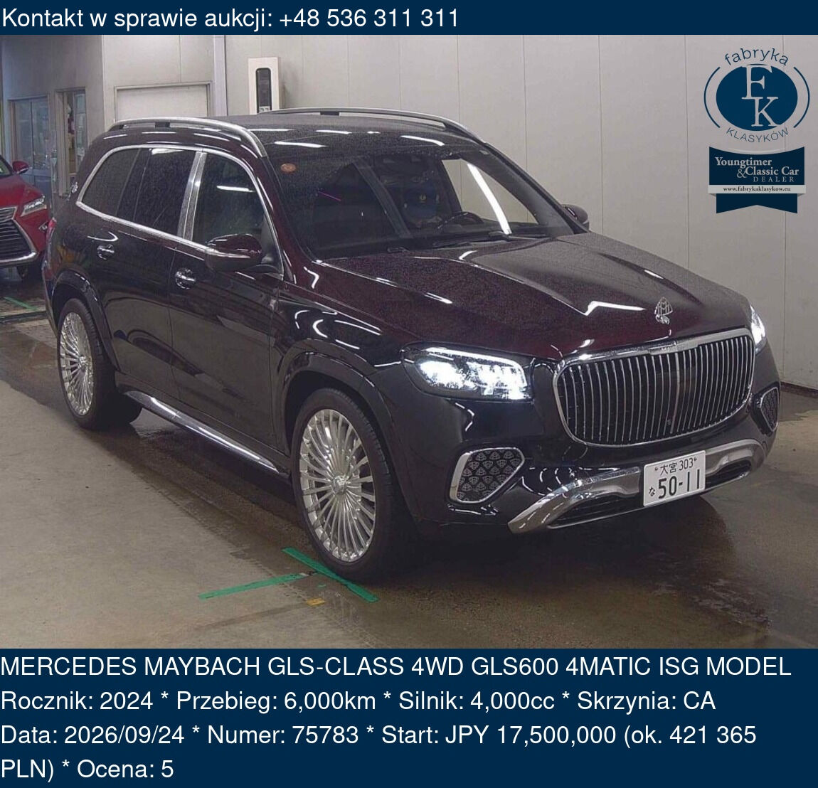 MERCEDES MAYBACH GLS-CLASS 4WD GLS600 4MATIC ISG MODEL 2024 - zdjęcie 2