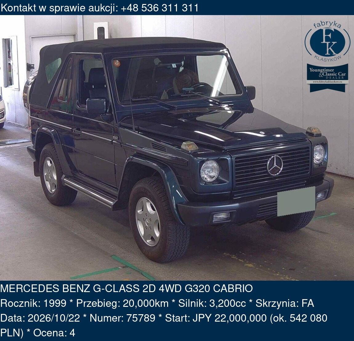 MERCEDES BENZ G-CLASS 2D 4WD G320 CABRIO 1999 - zdjęcie 2