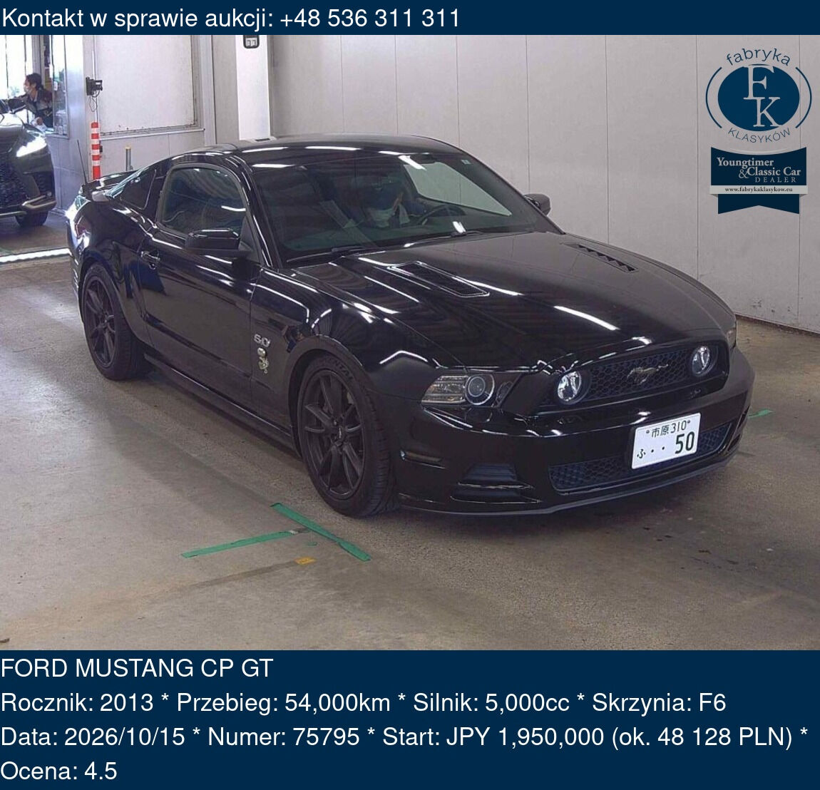 FORD MUSTANG CP GT 2013 - zdjęcie 2
