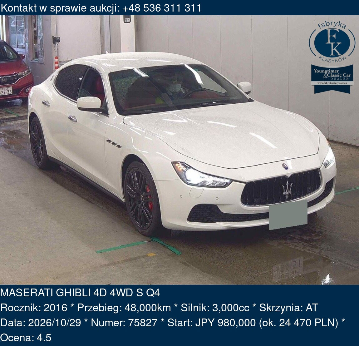 MASERATI GHIBLI 4D 4WD S Q4 2016 - zdjęcie 2