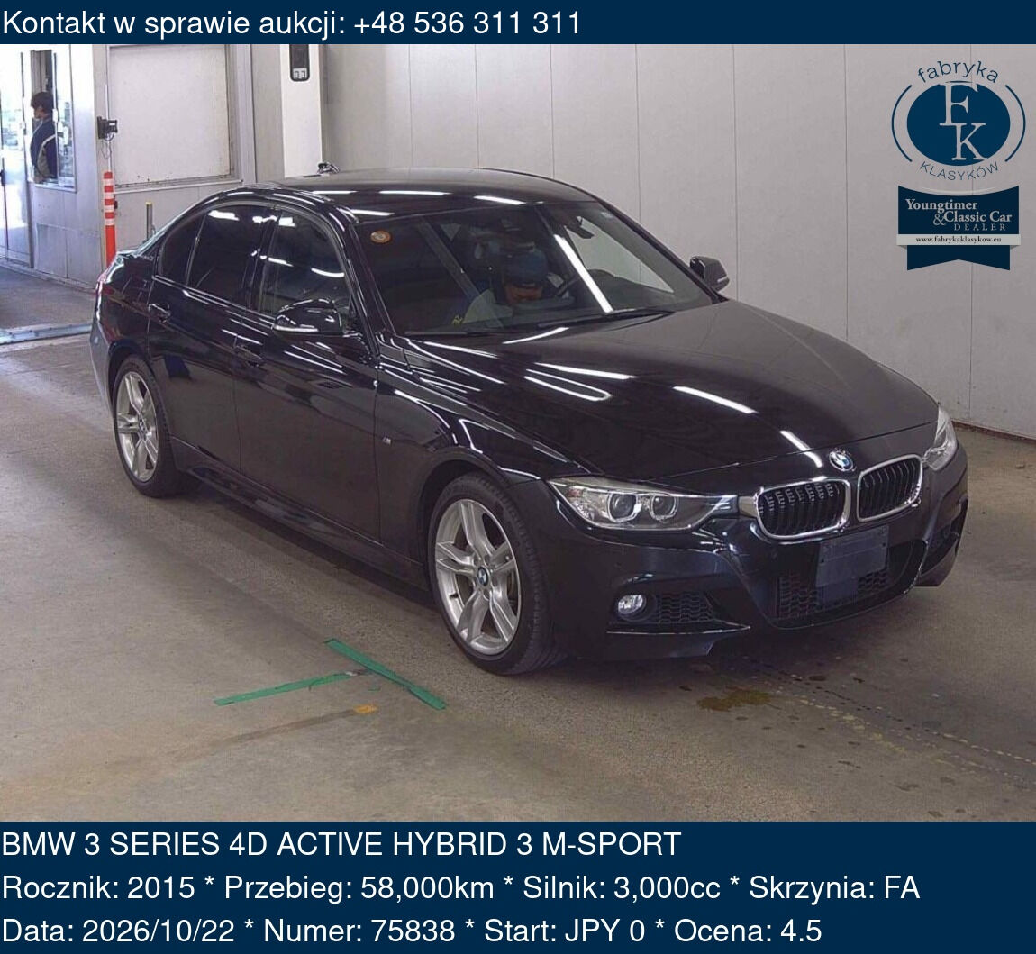 BMW 3 SERIES 4D ACTIVE HYBRID 3 M-SPORT 2015 - zdjęcie 2