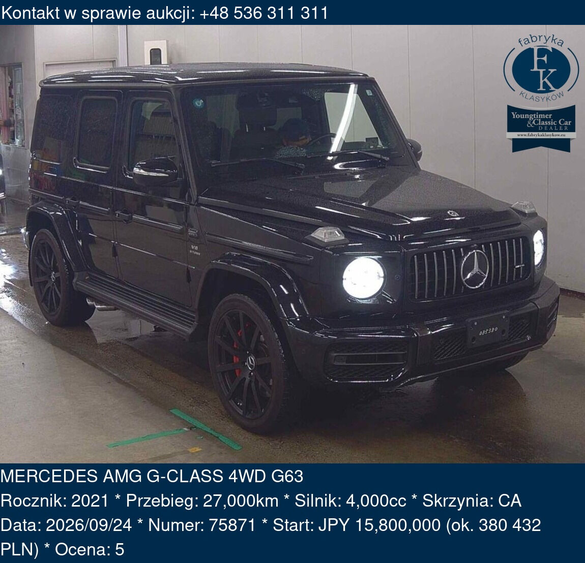MERCEDES AMG G-CLASS 4WD G63 2021 - zdjęcie 2