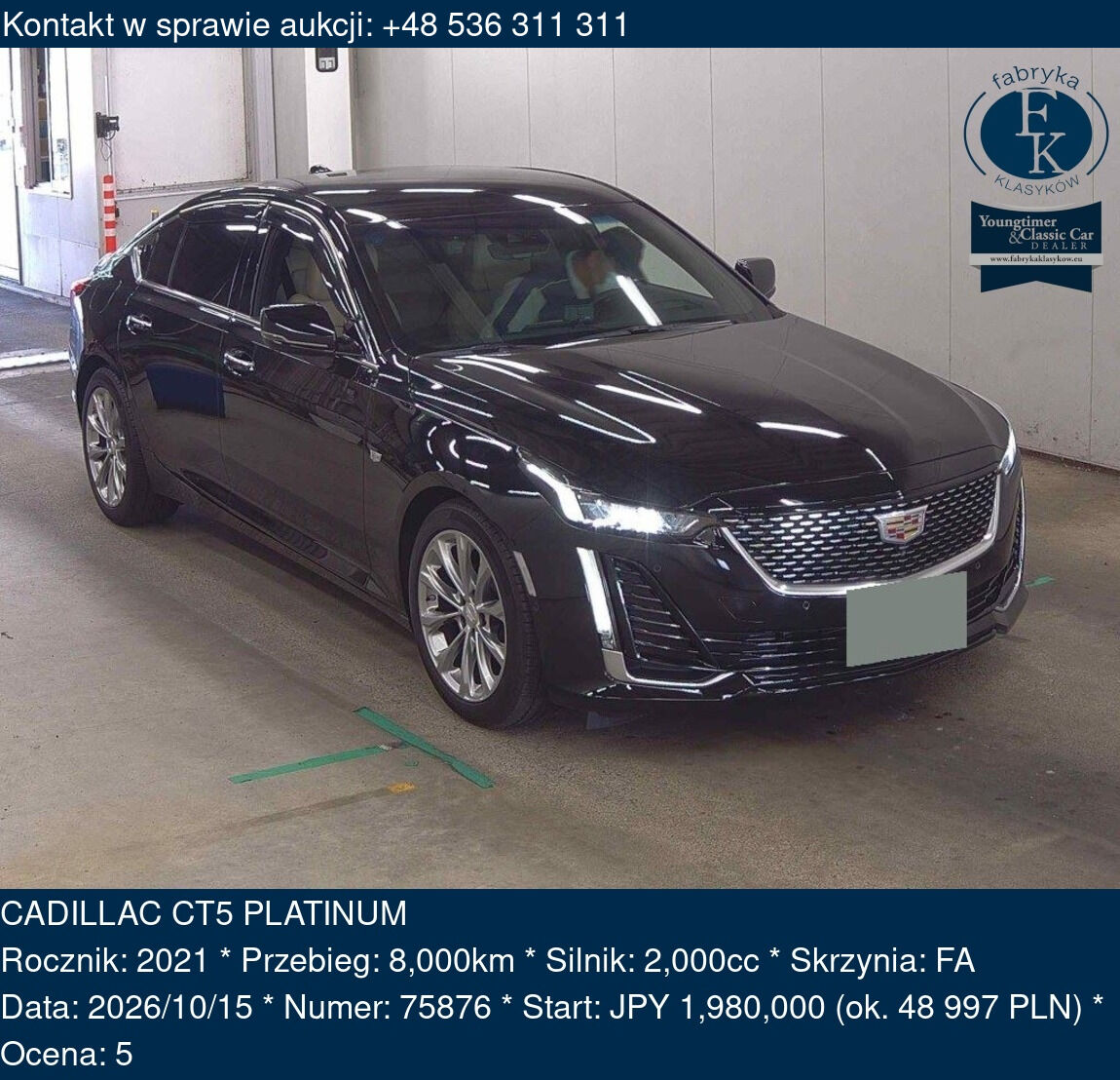 CADILLAC CT5 PLATINUM 2021 - zdjęcie 2