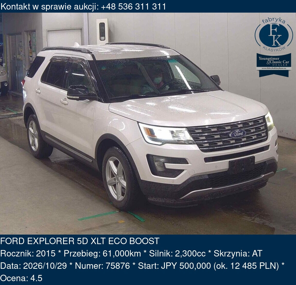 FORD EXPLORER 5D XLT ECO BOOST 2015 - zdjęcie 2