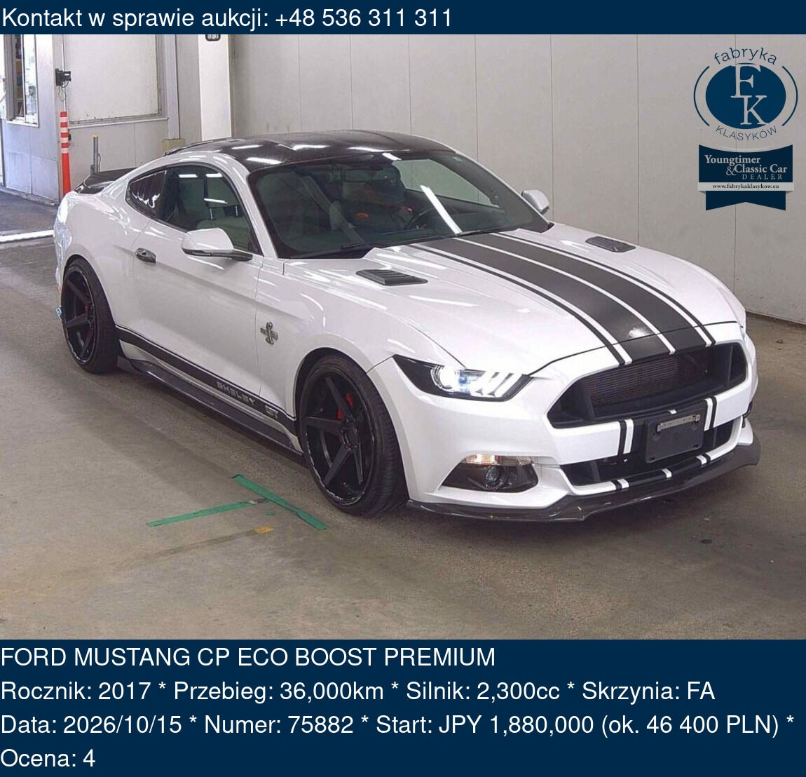 FORD MUSTANG CP ECO BOOST PREMIUM 2017 - zdjęcie 2