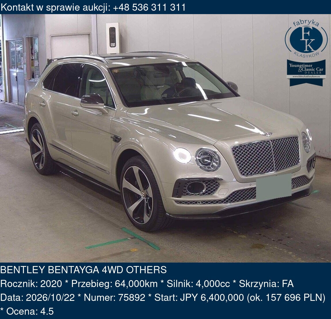 BENTLEY BENTAYGA 4WD OTHERS 2020 - zdjęcie 2