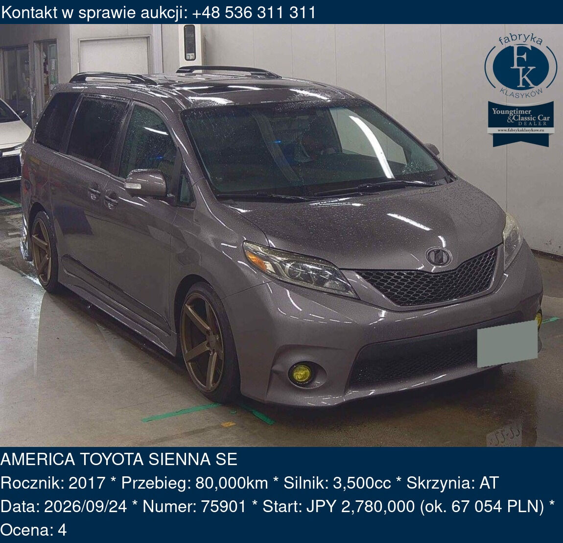 AMERICA TOYOTA SIENNA SE 2017 - zdjęcie 2