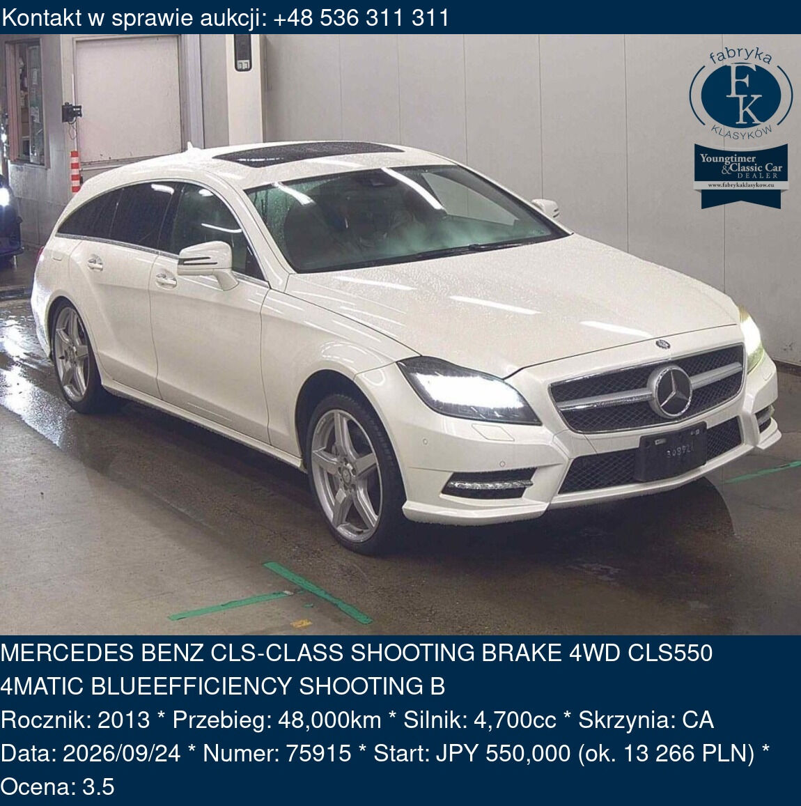 MERCEDES BENZ CLS-CLASS SHOOTING BRAKE 4WD CLS550 4MATIC BLUEEFFICIENCY SHOOTING B 2013 - zdjęcie 2