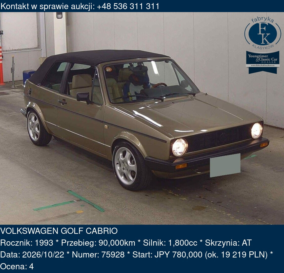VOLKSWAGEN GOLF CABRIO 1993 - zdjęcie 2