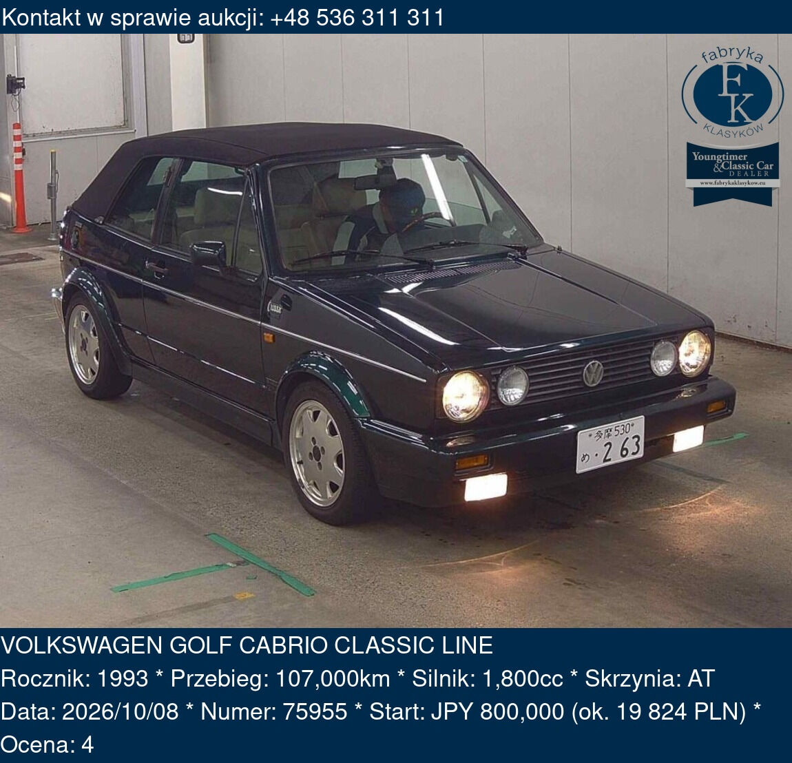 VOLKSWAGEN GOLF CABRIO CLASSIC LINE 1993 - zdjęcie 2