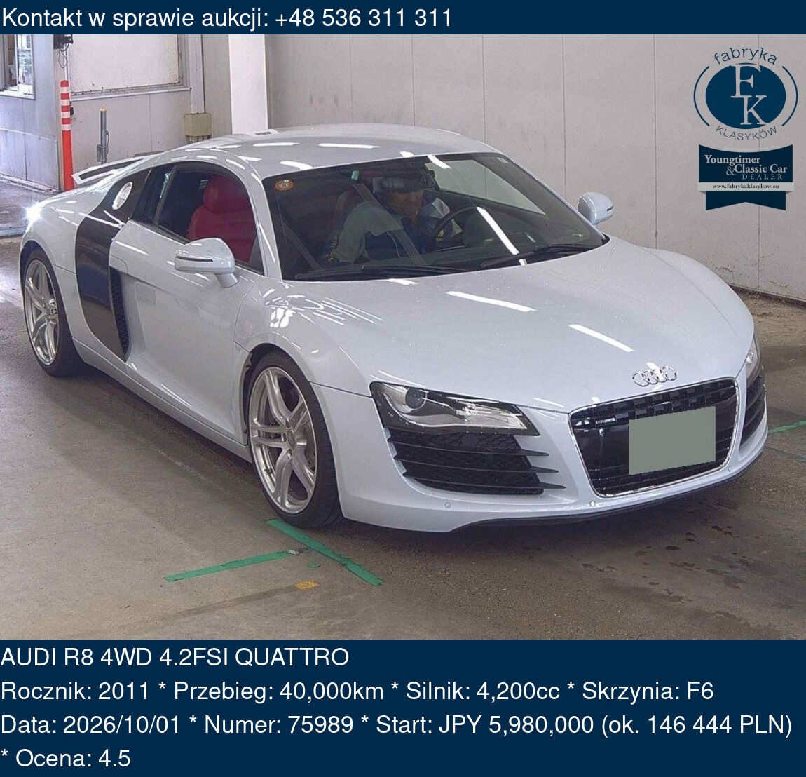 AUDI R8 4WD 4.2FSI QUATTRO 2011 - zdjęcie 2