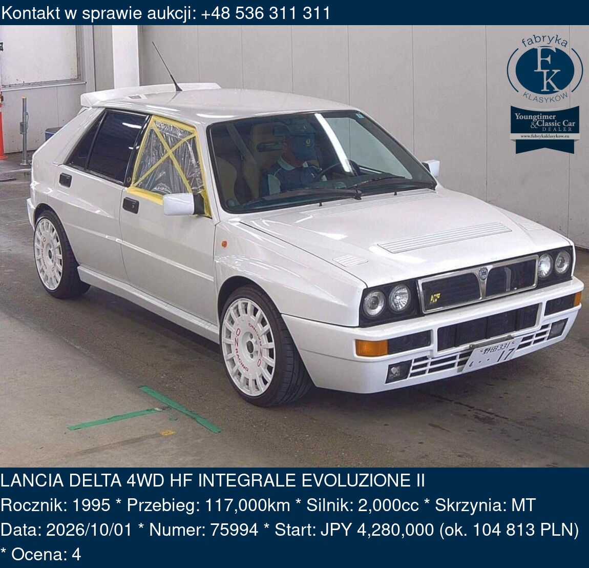 LANCIA DELTA 4WD HF INTEGRALE EVOLUZIONE II 1995 - zdjęcie 2