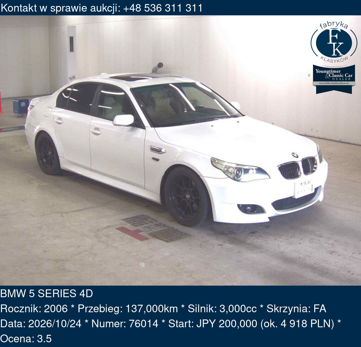 BMW 5 SERIES 4D 2006 - zdjęcie 2