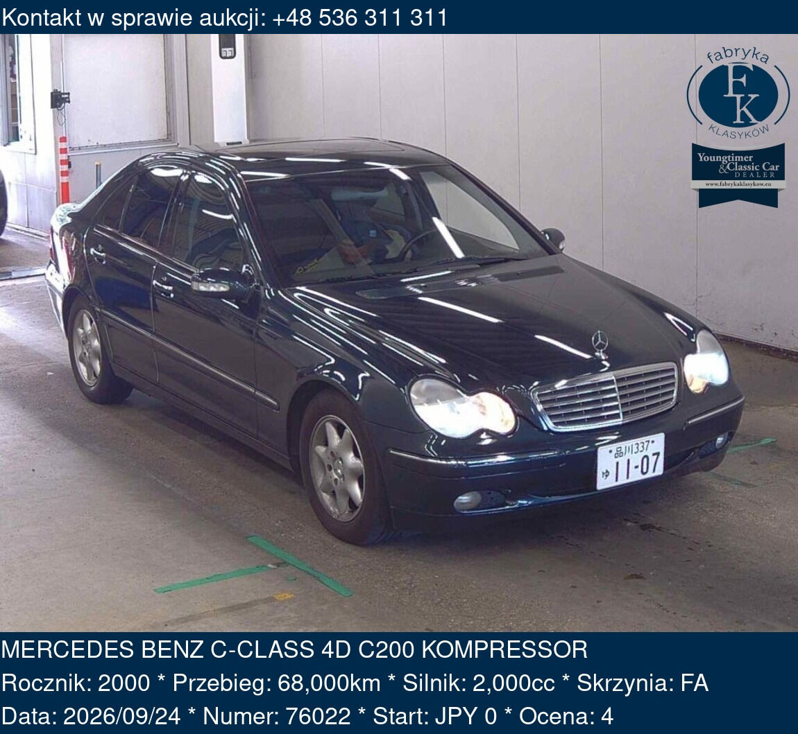 MERCEDES BENZ C-CLASS 4D C200 KOMPRESSOR 2000 - zdjęcie 2