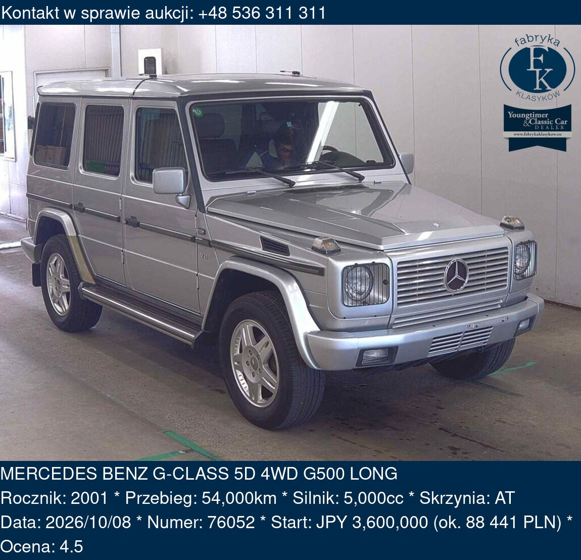 MERCEDES BENZ G-CLASS 5D 4WD G500 LONG 2001 - zdjęcie 2