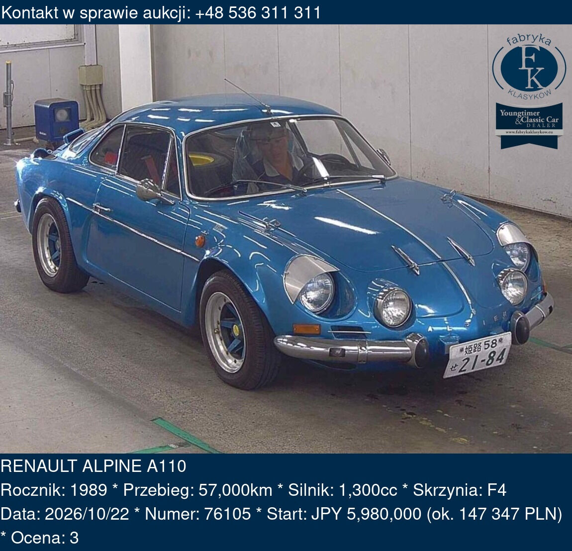 RENAULT ALPINE A110 1989 - zdjęcie 2