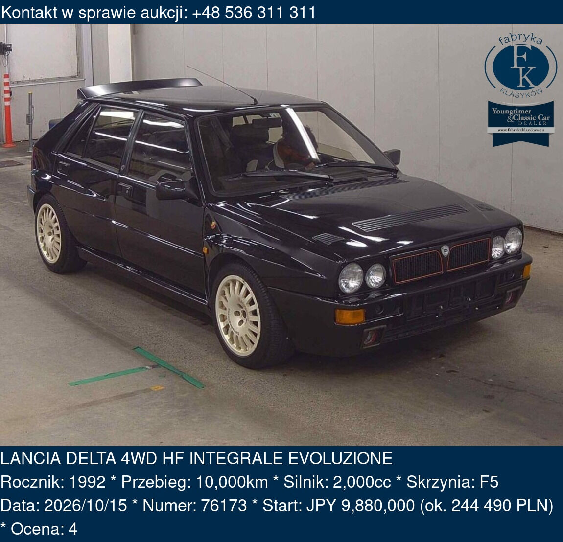 LANCIA DELTA 4WD HF INTEGRALE EVOLUZIONE 1992 - zdjęcie 2