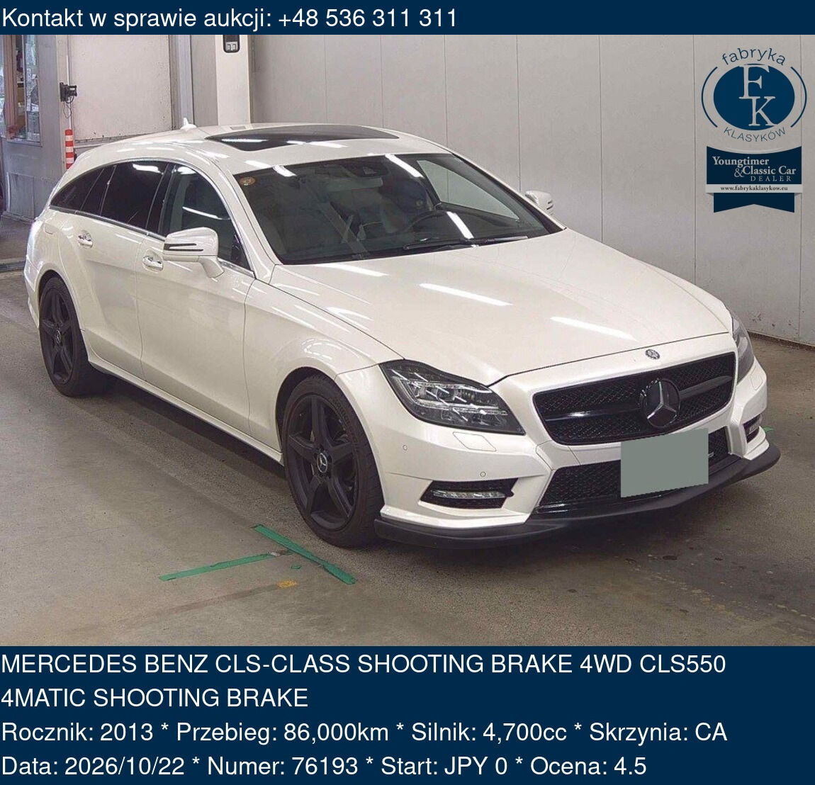 MERCEDES BENZ CLS-CLASS SHOOTING BRAKE 4WD CLS550 4MATIC SHOOTING BRAKE 2013 - zdjęcie 2