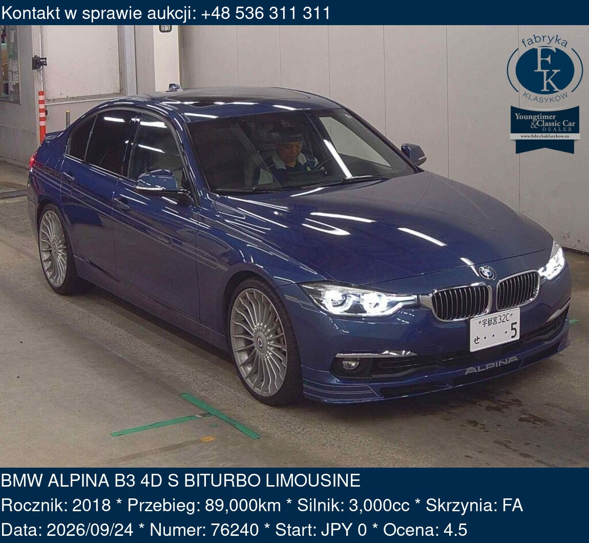 BMW ALPINA B3 4D S BITURBO LIMOUSINE 2018 - zdjęcie 2