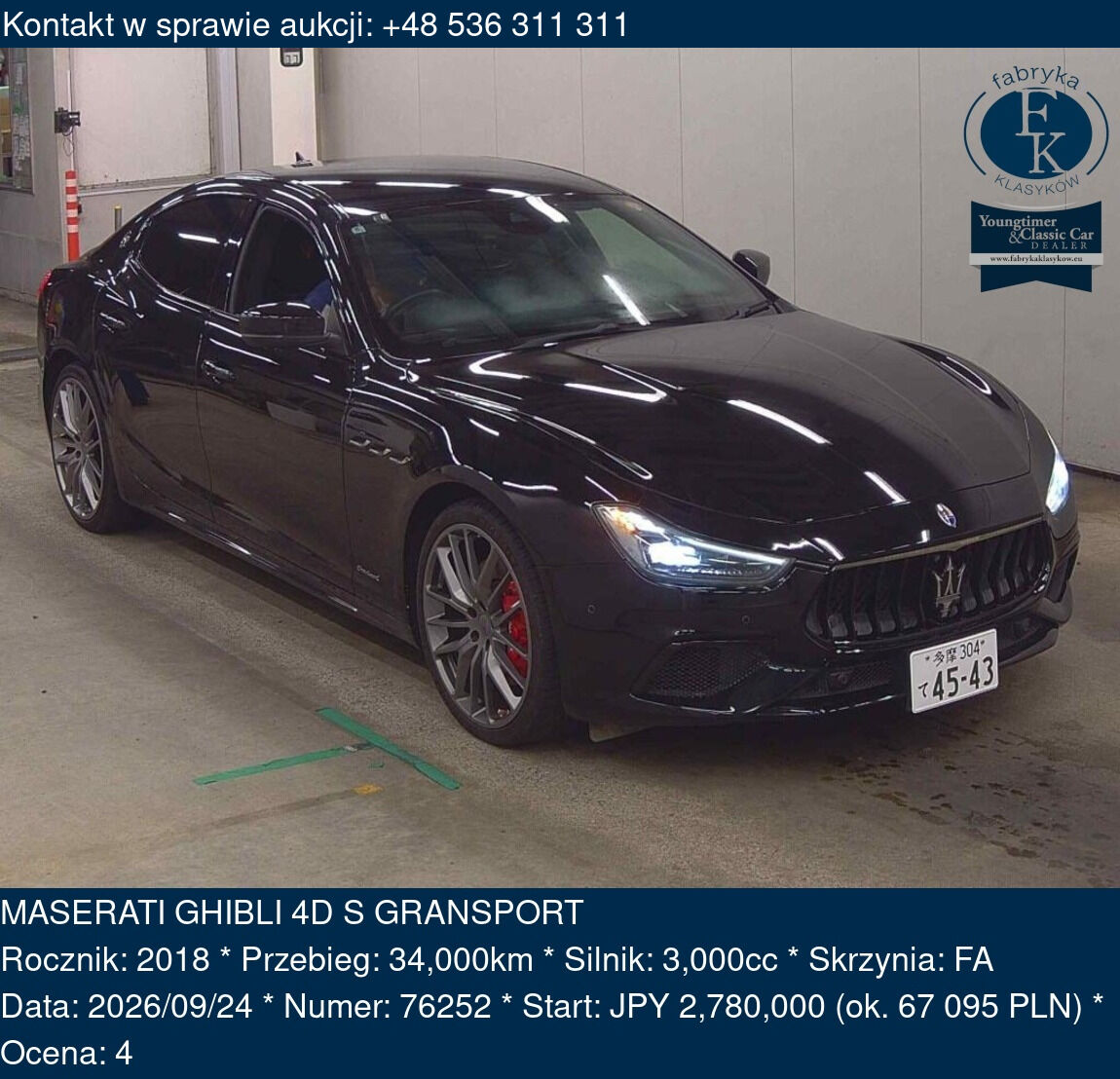MASERATI GHIBLI 4D S GRANSPORT 2018 - zdjęcie 2