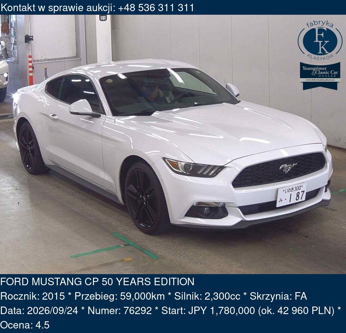 FORD MUSTANG CP 50 YEARS EDITION 2015 - zdjęcie 2