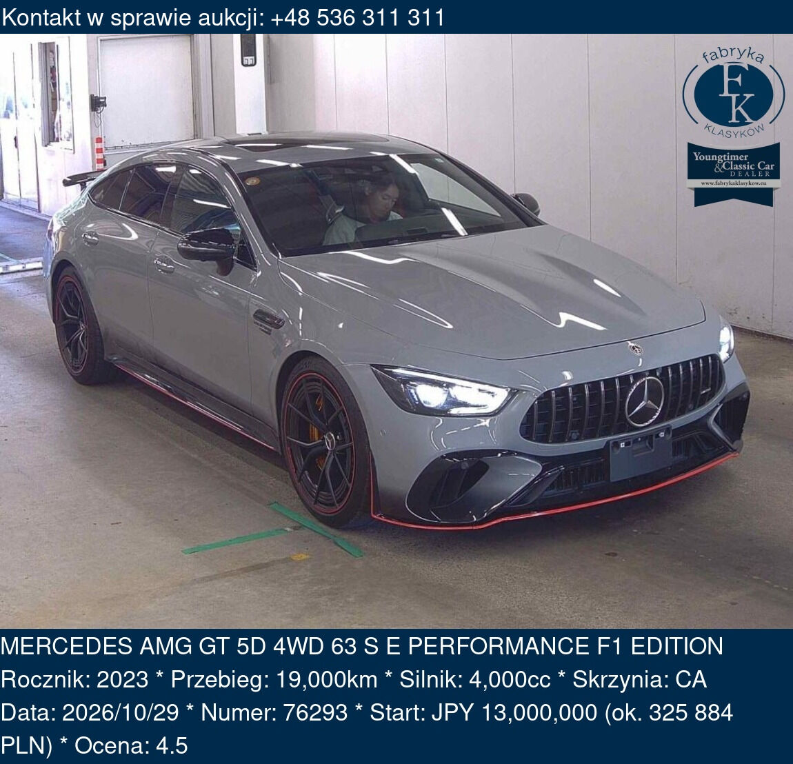 MERCEDES AMG GT 5D 4WD 63 S E PERFORMANCE F1 EDITION 2023 - zdjęcie 2