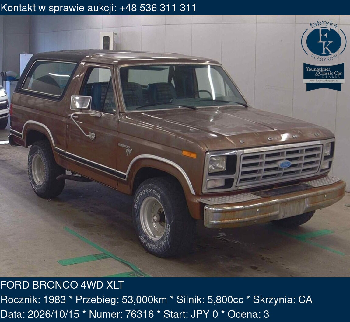 FORD BRONCO 4WD XLT 1983 - zdjęcie 2