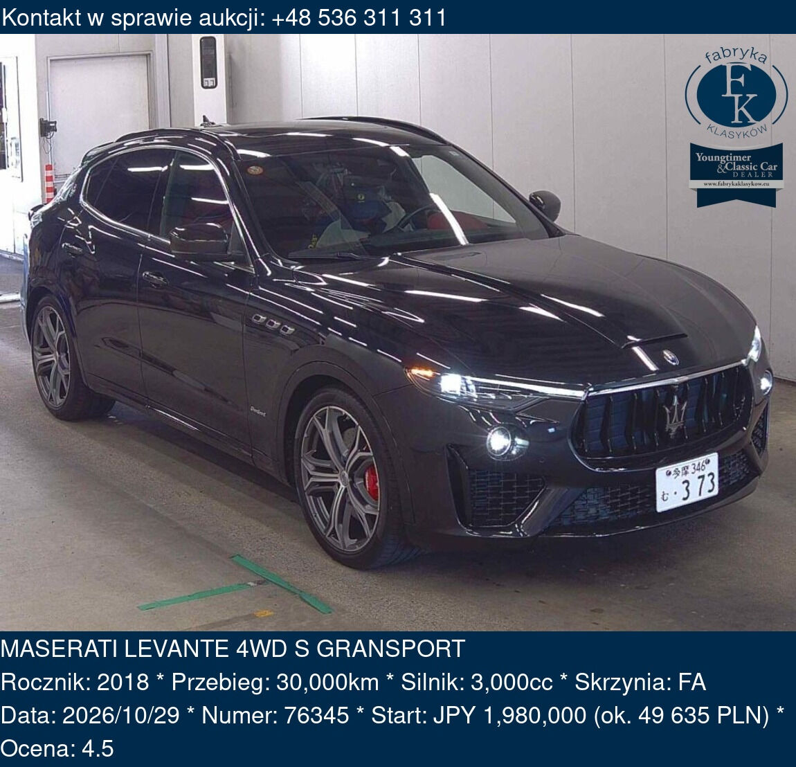 MASERATI LEVANTE 4WD S GRANSPORT 2018 - zdjęcie 2