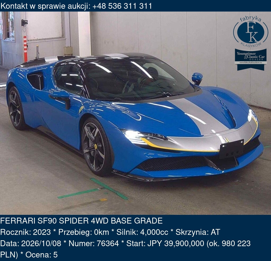 FERRARI SF90 SPIDER 4WD BASE GRADE 2023 - zdjęcie 2