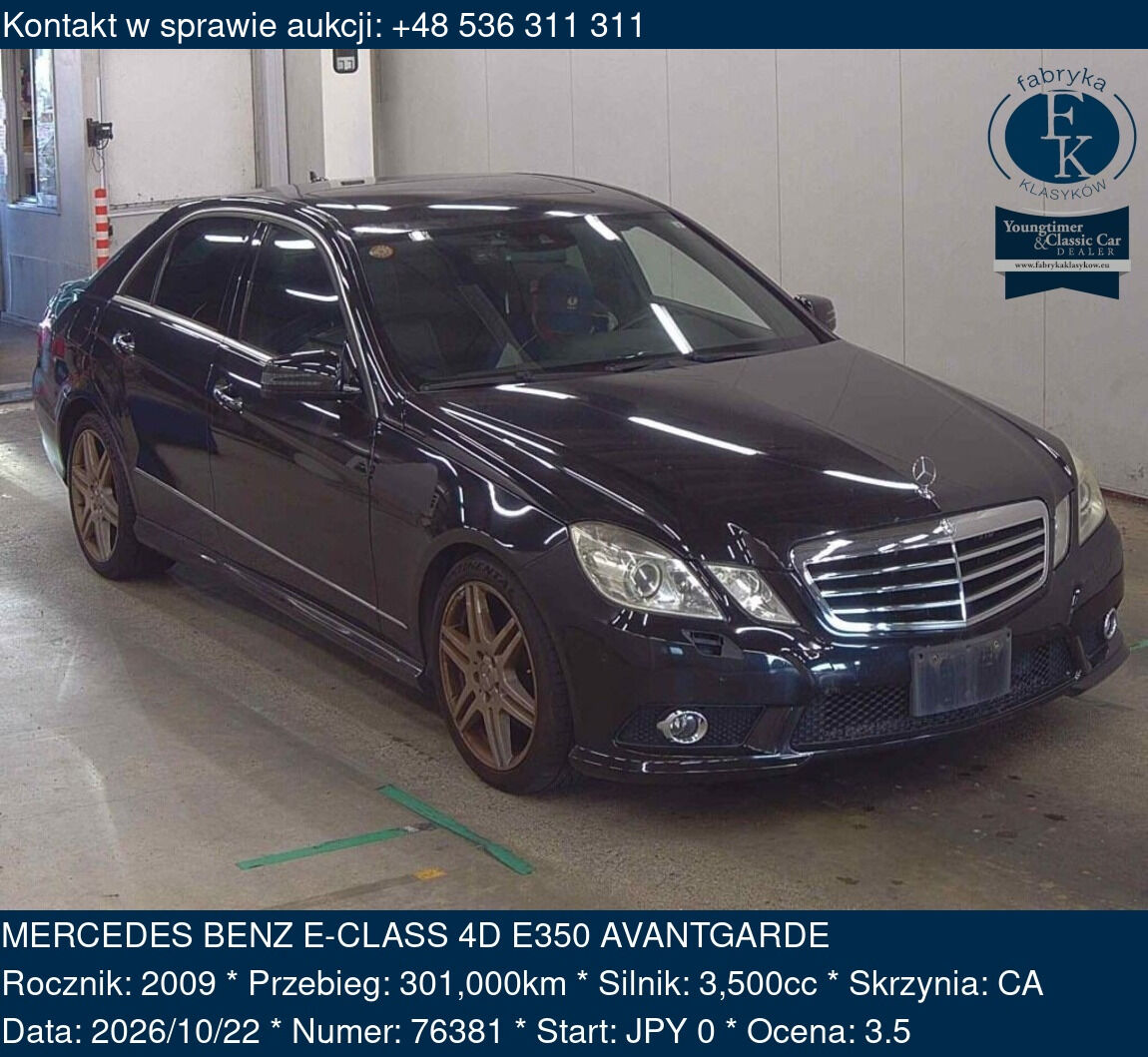 MERCEDES BENZ E-CLASS 4D E350 AVANTGARDE 2009 - zdjęcie 2