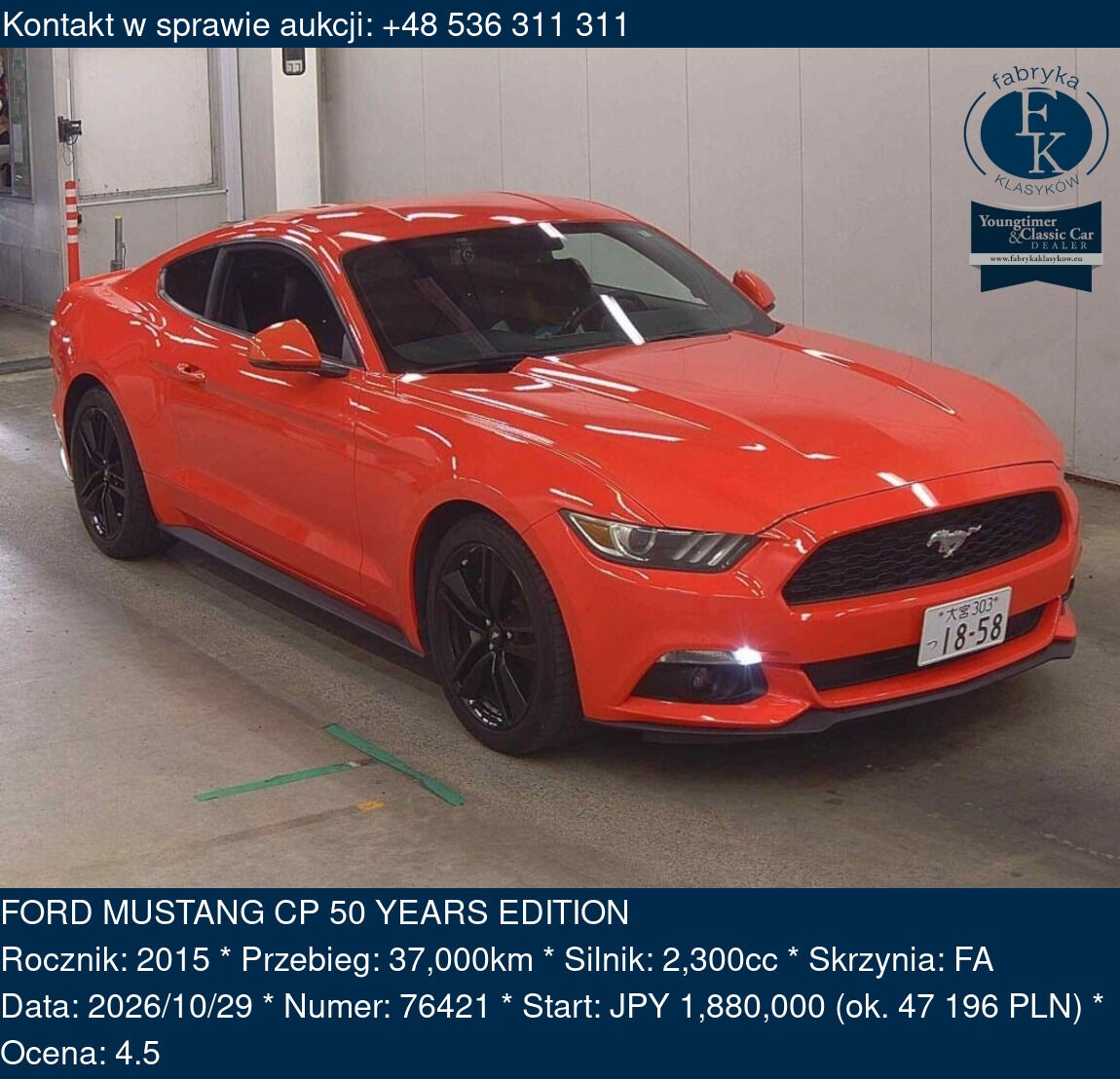 FORD MUSTANG CP 50 YEARS EDITION 2015 - zdjęcie 2