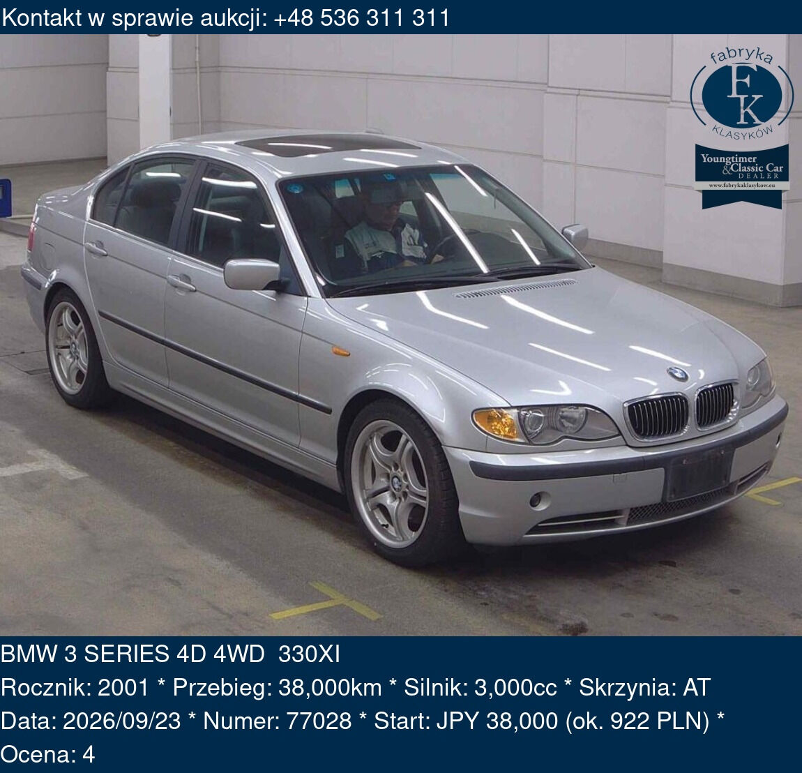 BMW 3 SERIES 4D 4WD 330XI 2001 - zdjęcie 2