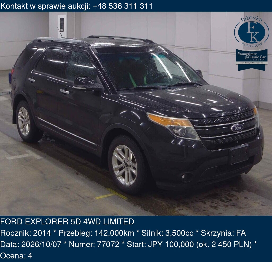FORD EXPLORER 5D 4WD LIMITED 2014 - zdjęcie 2