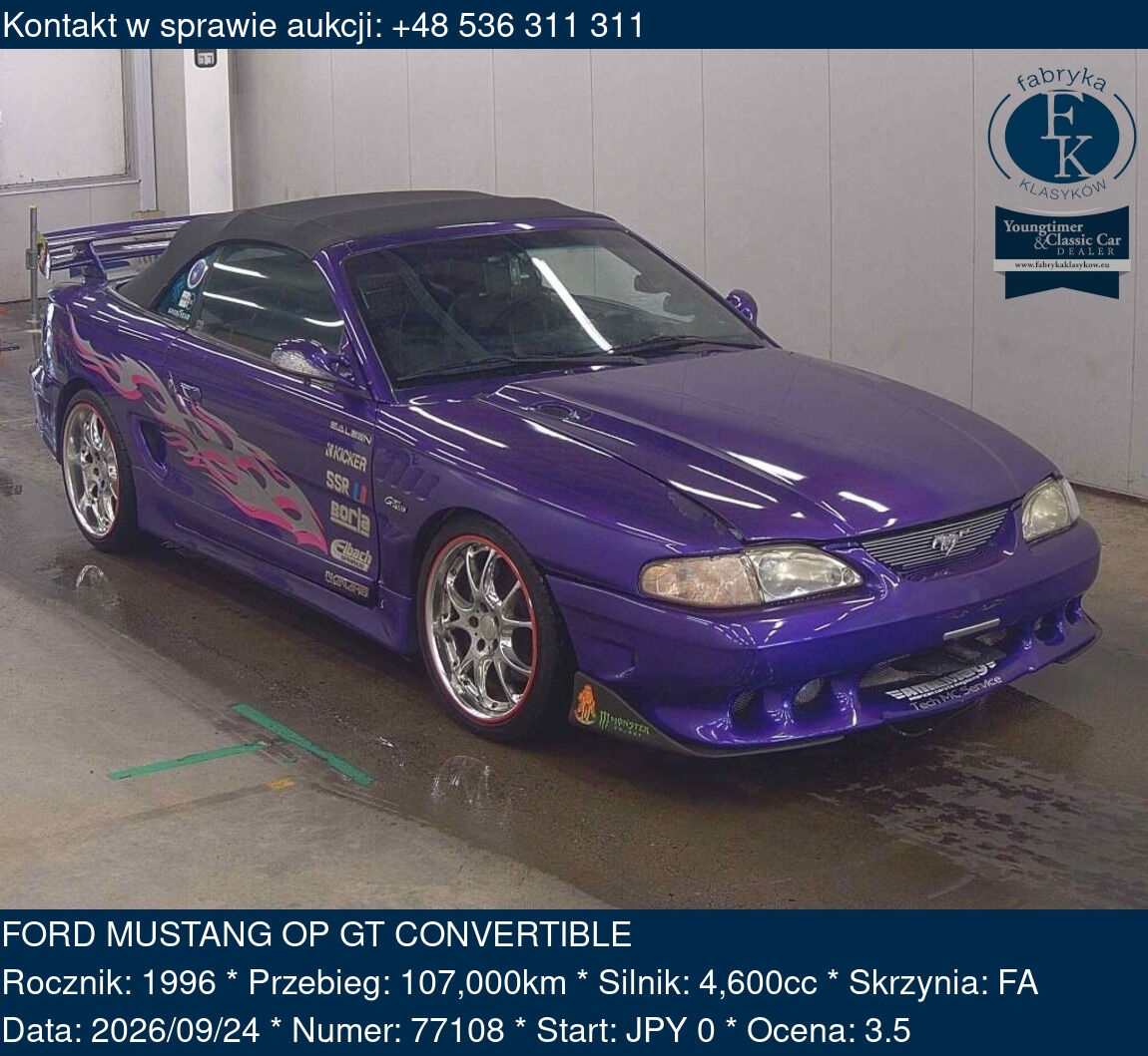 FORD MUSTANG OP GT CONVERTIBLE 1996 - zdjęcie 2