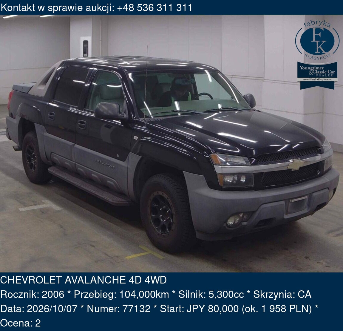 CHEVROLET AVALANCHE 4D 4WD 2006 - zdjęcie 2