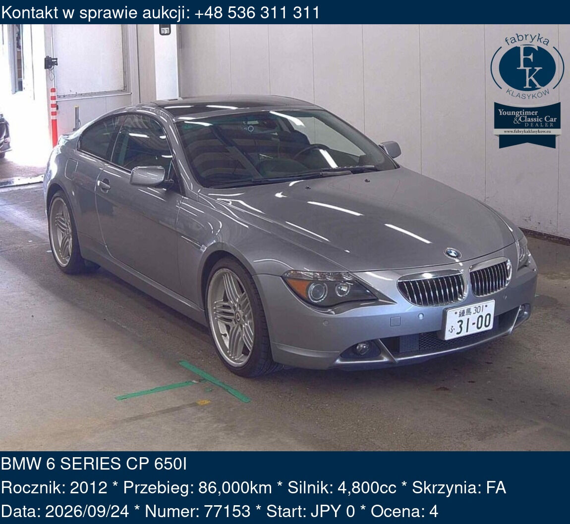 BMW 6 SERIES CP 650I 2012 - zdjęcie 2