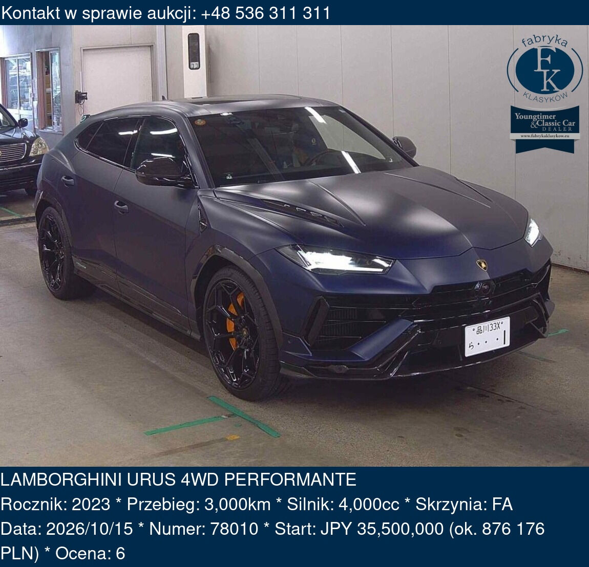 LAMBORGHINI URUS 4WD PERFORMANTE 2023 - zdjęcie 2