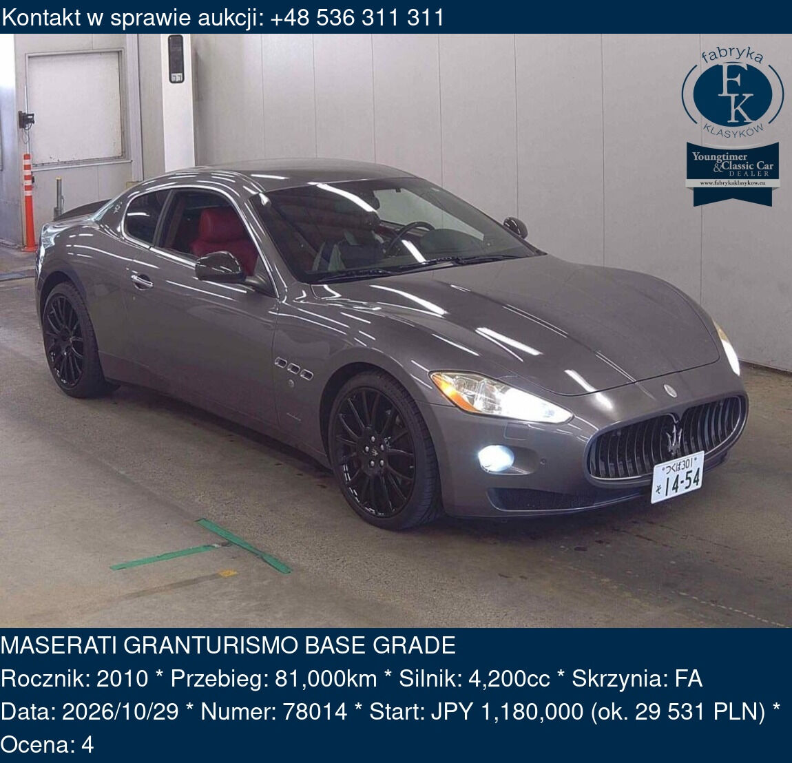 MASERATI GRANTURISMO BASE GRADE 2010 - zdjęcie 2