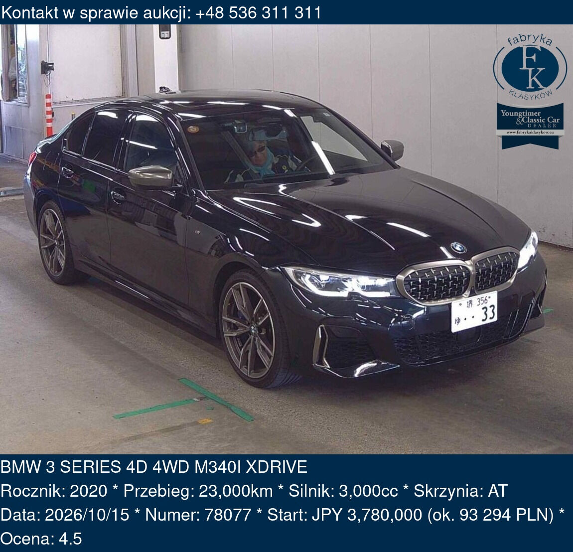 BMW 3 SERIES 4D 4WD M340I XDRIVE 2020 - zdjęcie 2